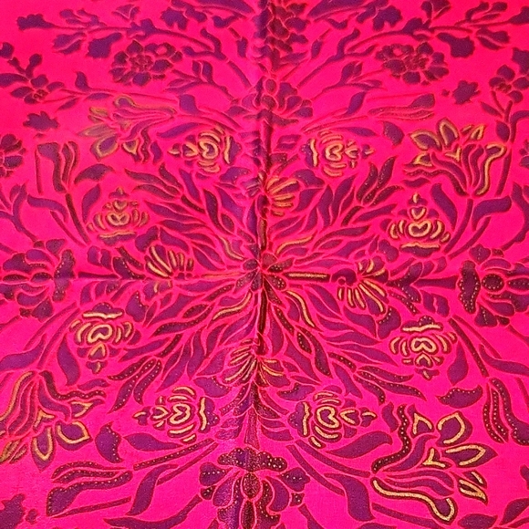 NEW Lanvin Fuschia/Magenta & Purple Silk Scarf, Floral Pattern, 25" square - Picture 6 of 9